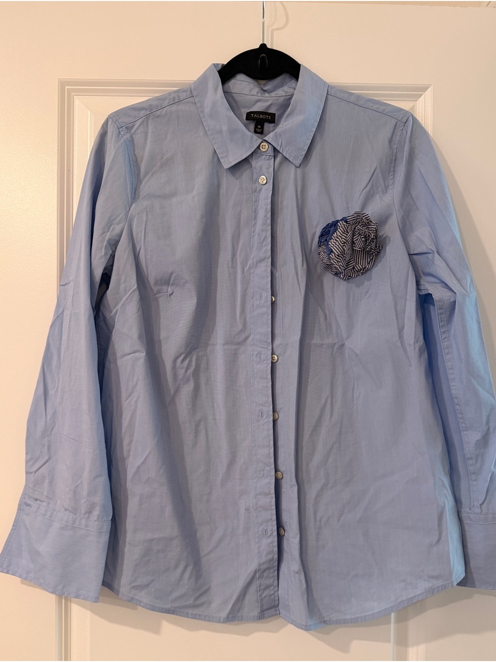 New Talbots Light Blue Classic Button-Up Shirt